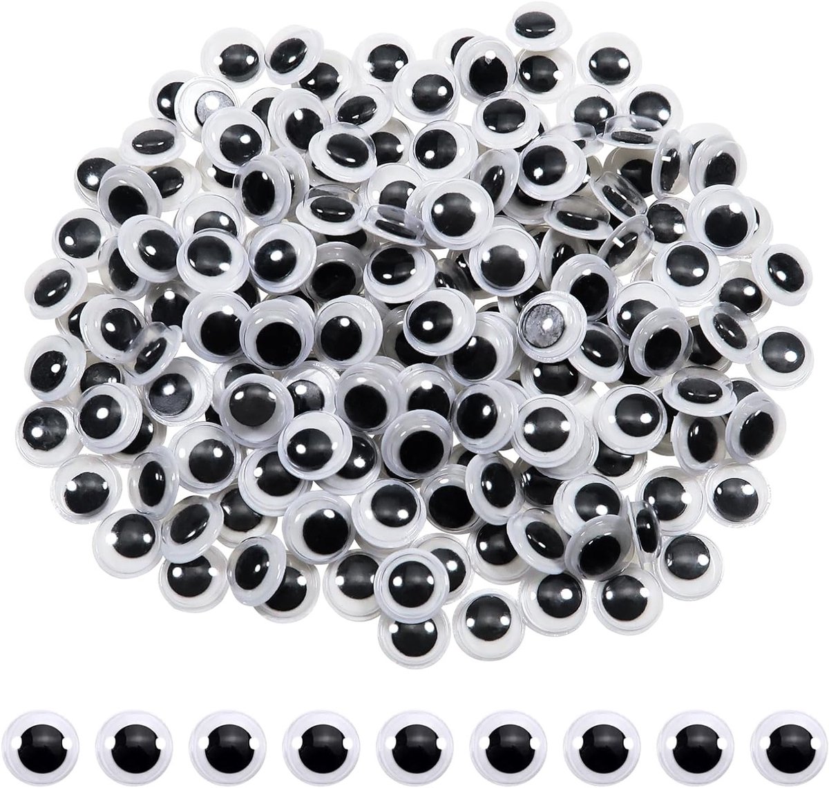 100 Stuks Zelfklevende Wedge Ogen Rond Zwart Wit 10mm Googly Ogen voor Scrapbooking en Kunstprojecten