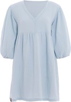 Knit Factory Drew Robe Femme - Robe d'été - Robe de plage - Manches bouffantes trois-quarts - Robe mousseline de haute qualité - 100 % coton biologique - Bleu Serein - 40/42