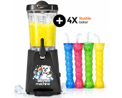 Luxéra® Luxe Slushie Machine Zwart– met 4 Slushie Bekers – Slush Machine – Slush Puppy Maker – Slushie Maker – Slush Puppy – Uitlegvideo – 1L Capaciteit
