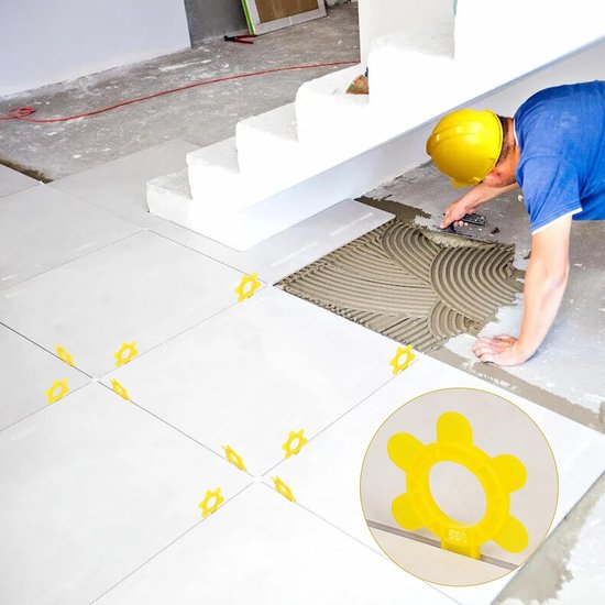 Tegelafstandhouders Set - Voegklemmen Clips - Nauwkeurig Tegels Plaatsen - 6 Maten in 1 - 100 stuks - Geel — afbeelding 2