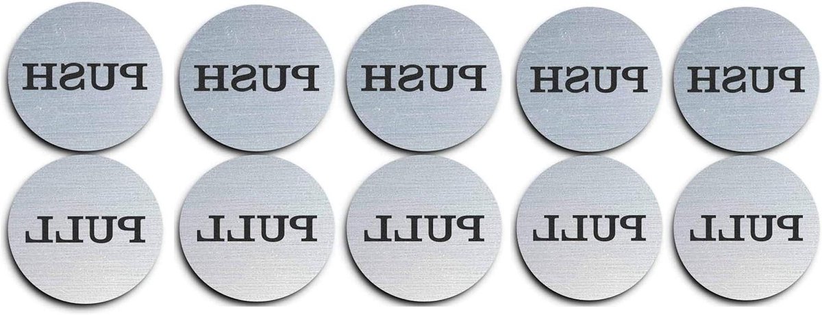 Ronde Deurborden - Duw Trek Borden - Deur Aanduiding - Geborsteld Roestvrij Staal - 2 Inch Duim - Zilver