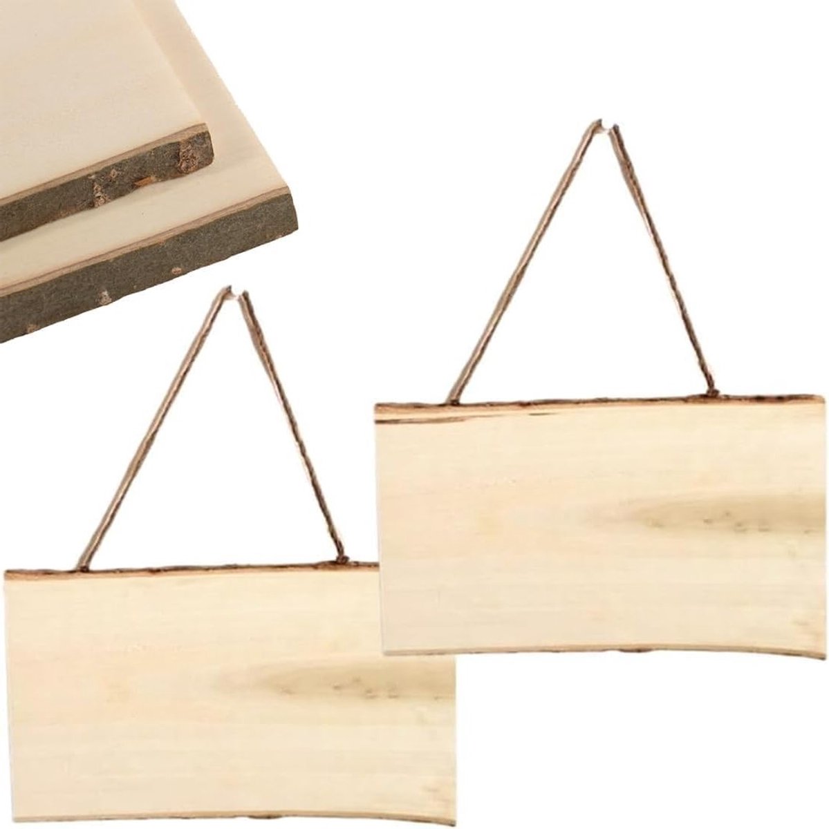 Houten Borden voor Schrijven - 2 Stuks voor Schilderen, DIY Persoonlijke Decoratie met Touw en Creatieve Aanpassingsmogelijkheden