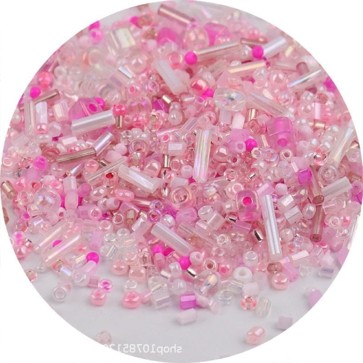2500 Stuks Glazen Zaadkralen - Ronde Kralen, Potloodkralen en Mix van Tube Kralen voor Sieraden Maken en Modeaccessoires in Roze, 50g Verpakking