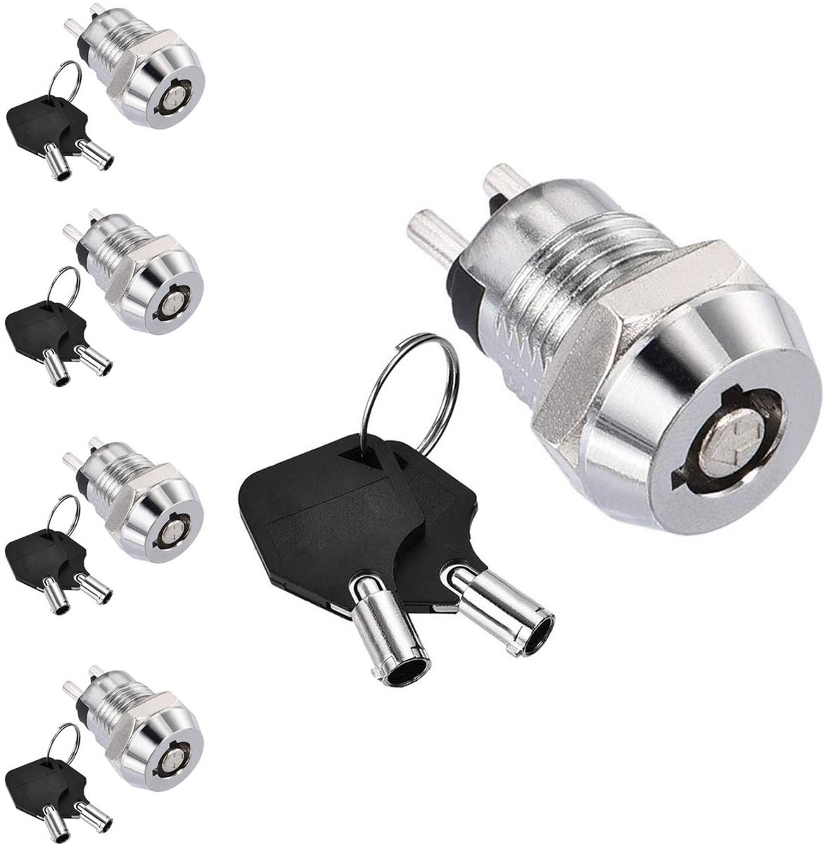 Ronde Sleutelschakelaars 12V, 2 Posities, On/Off, 12mm Metaal, Voor Motoren en Apparatuur