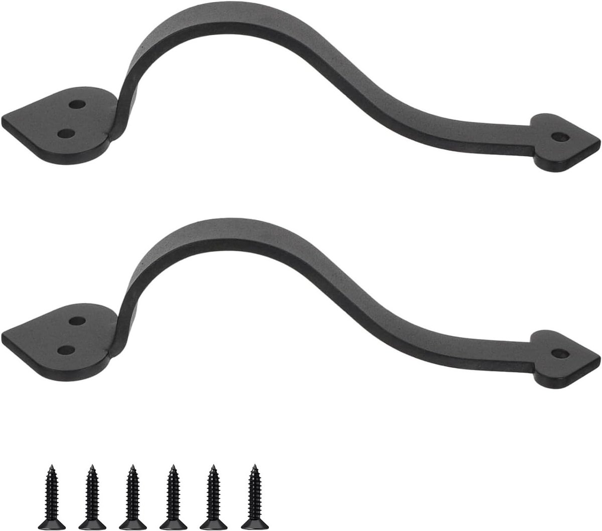 2 Stuks Zwarte Deurgrepen 23 cm Gebogen Deurgrepen Mat Zwart voor Schuifdeuren, Garagedeuren en Buitendeuren