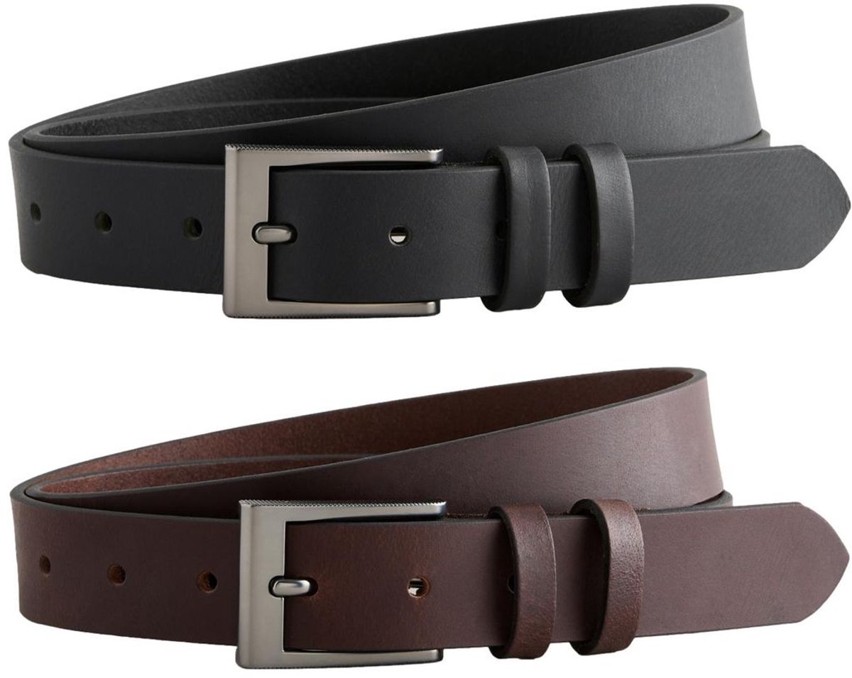 Next - Heren - Leren riem 2 set - Zwart