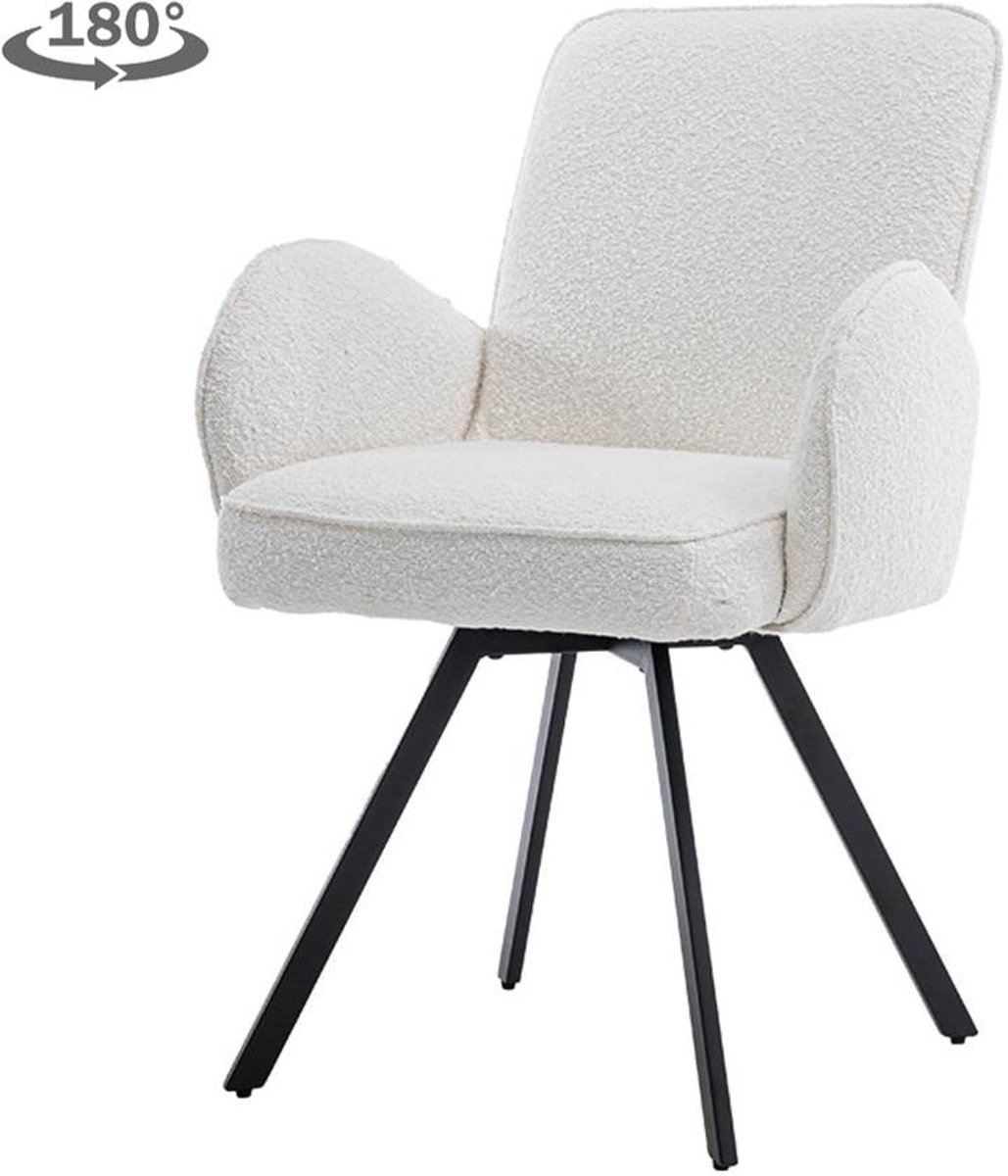Tower Living Eetkamerstoel Livo - Wit Stof - 65x60x89cm