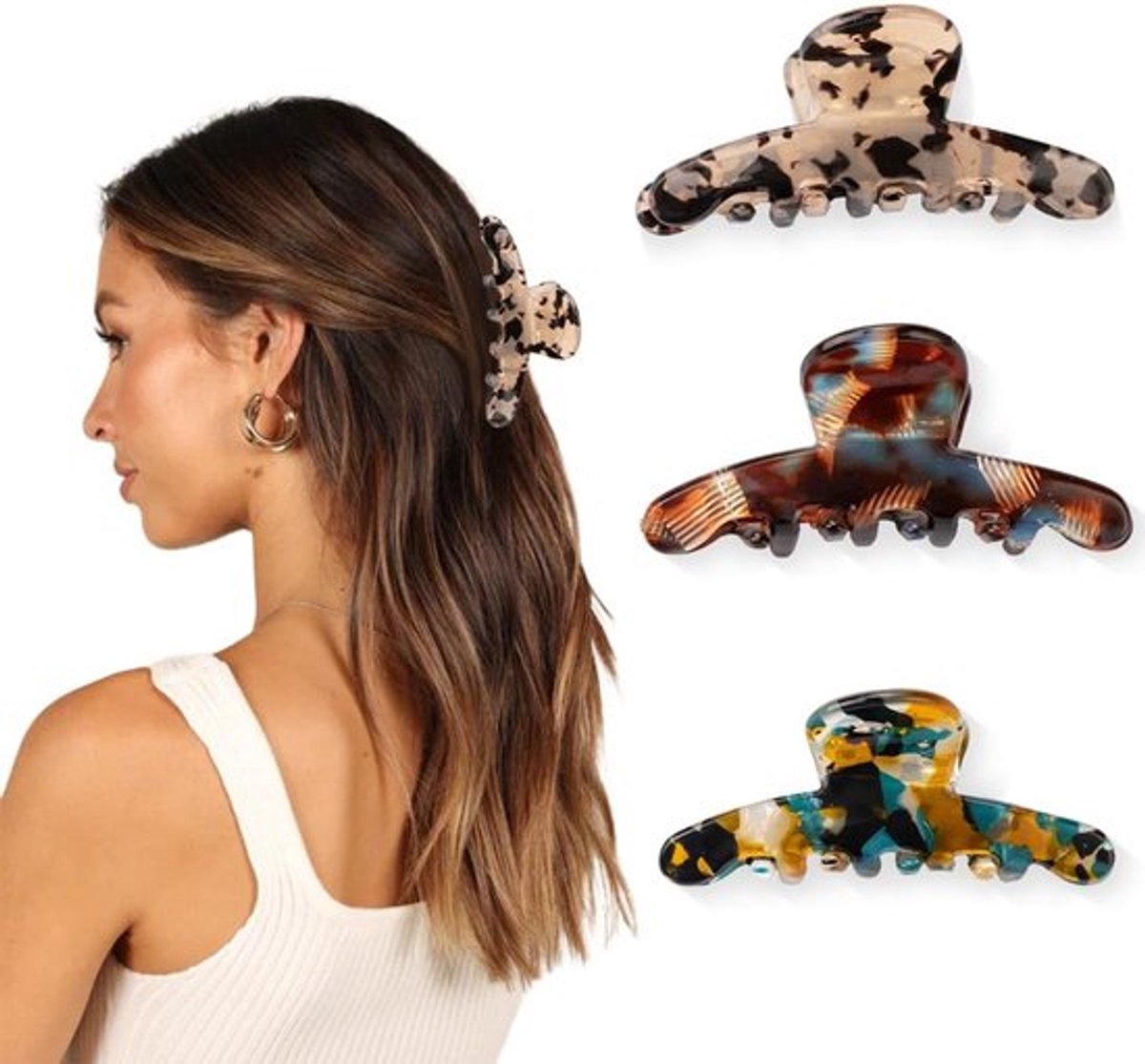 Set van 3 Grote Haarspeld Klemmen voor Dik en Dun Haar - Duurzame Styling Accessoire