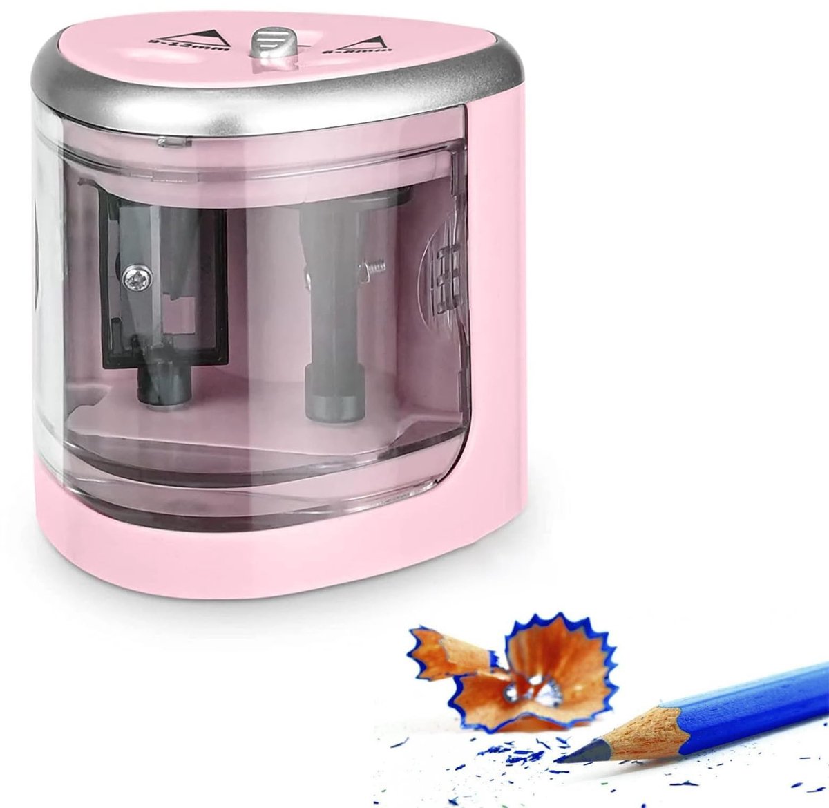 Dailygoods - Dailygoody - Elektrische Puntenslijper - Draagbare Puntenslijper - Automatisch en Veilig - Zwart Roze - Geschikt voor Kinderen - Compact en Handig