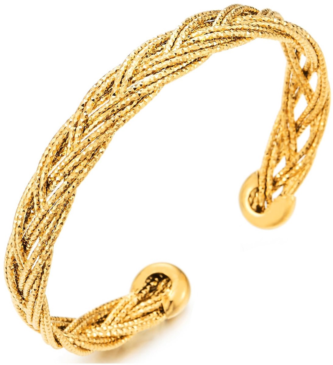 Dailygoods - Dailygoody - Elegante geweven touwarmband - Verstelbaar open uiteinde - Gouden uitvoering - Damesaccessoire - Stijlvol en veelzijdig - Perfect voor el...