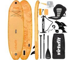 VirtuFit Cruiser Opblaasbaar SUP Board 305 cm - Max. 180 kg - Complete Set - Incl. Kajak Zitje, Peddel, Pomp, Tas & GoPro-mount- Stand Up Paddle Board - Oranje