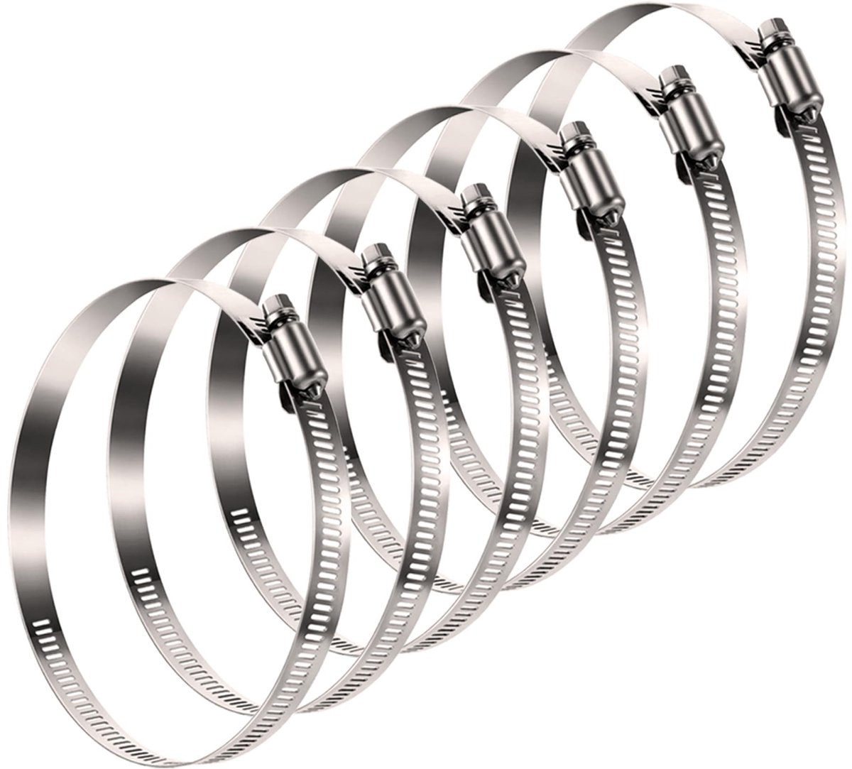 Dailygoods - Dailygoody - Roestvrijstalen Kanaalklemmen - Flexibel en Verstelbaar - Zilver - Slangklemmen voor Ventilatie - Perfect voor Wasdroger