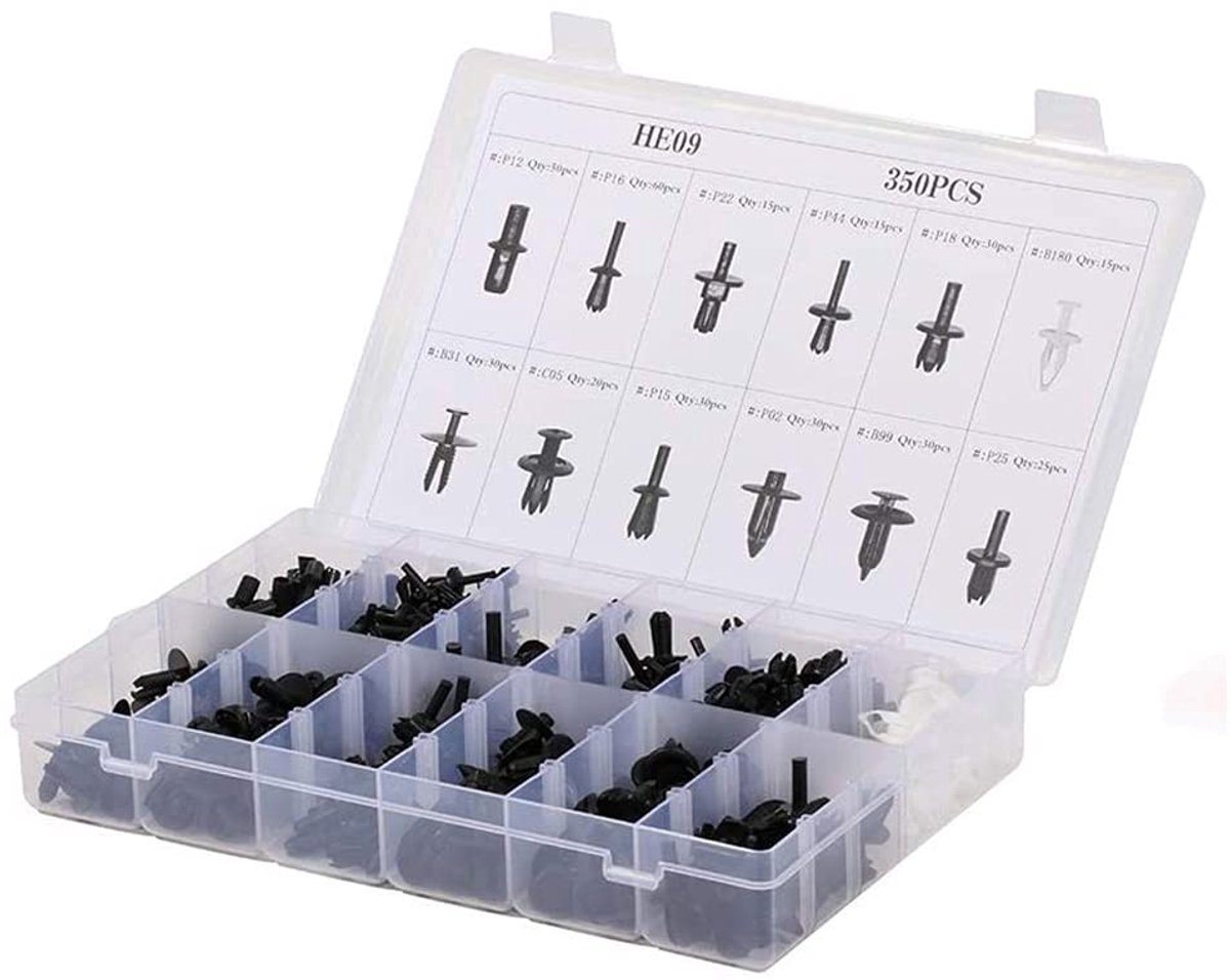 Dailygoods - Dailygoody - 350 Stks Push Type Retainer Clips - Vervangingsset voor Auto-Interieur - Inclusief Opbergtas - Geschikt voor Diverse Merken - Hoogwaardig