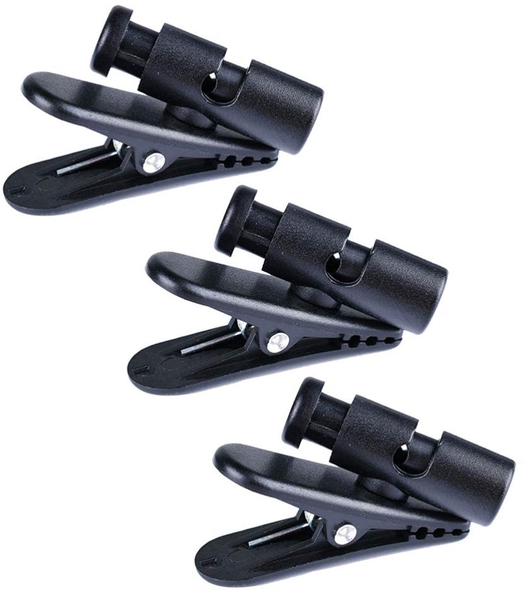 Dailygoods - Dailygoody - Hoofdtelefoon - Draadclip - Lichtgewicht en draagbaar - Zwart - Kabelhouder - Handig voor onderweg - 3 stuks
