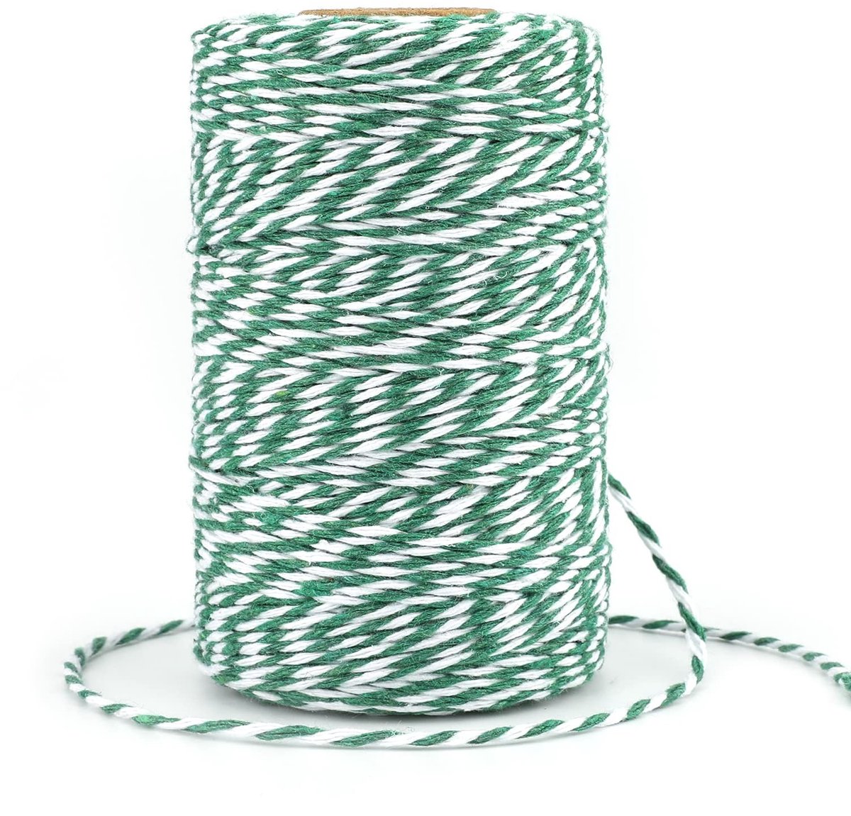 Dailygoods - Dailygoody - Groene en Witte Bakkers Touw - Katoenen Koord voor Doe-Het-Zelf Projecten - 100 m - Perfect voor Verpakkingen - Ideaal voor Knutselwerk -