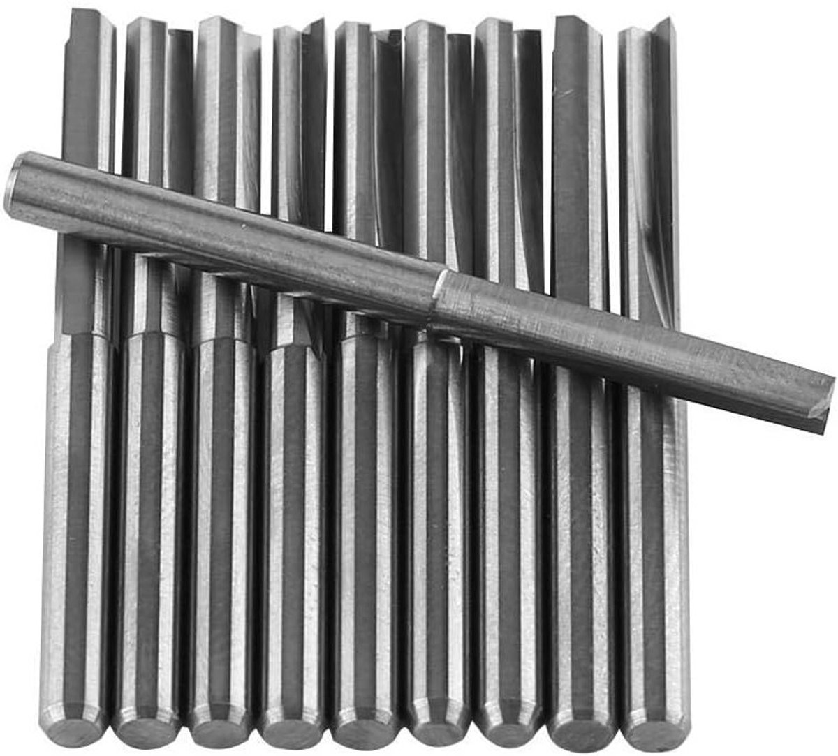 10 Stuks Carbide Frees, 3.175mm, CNC Bewerkt, Dubbele Snijkant, Rechte Frezen voor Precisiewerk