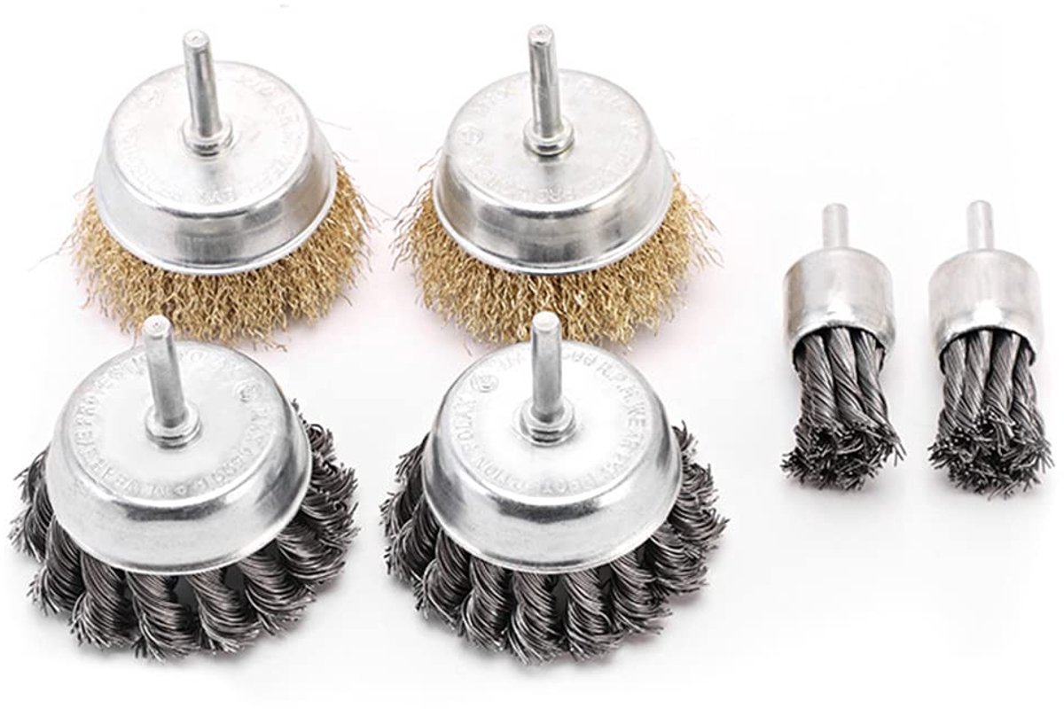 Dailygoods - Dailygoody - Borstelset voor Boormachine - Draadborstels voor Roest en Verfverwijdering - 6-delig - Geschikt voor Diverse Toepassingen - Ideaal voor K