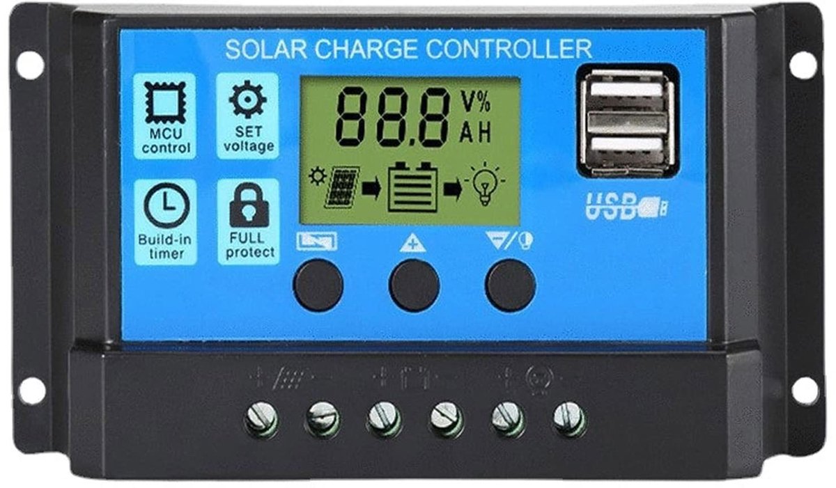 Dailygoods - Dailygoody - Solar Converter 30A - Slimme Solar Charger Controller - met LCD Display - Efficiënt energiebeheer - Zonne-energie - Oplader voor zonnepan
