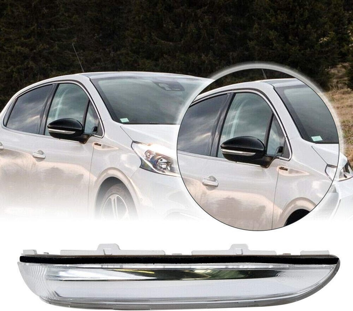 Dailygoods - Dailygoody - Achteruitkijkspiegel - Vervangende Buitenspiegel - Hoogwaardige Kwaliteit - Transparant - Geschikt voor Peugeot 208 - Perfecte Passvorm -