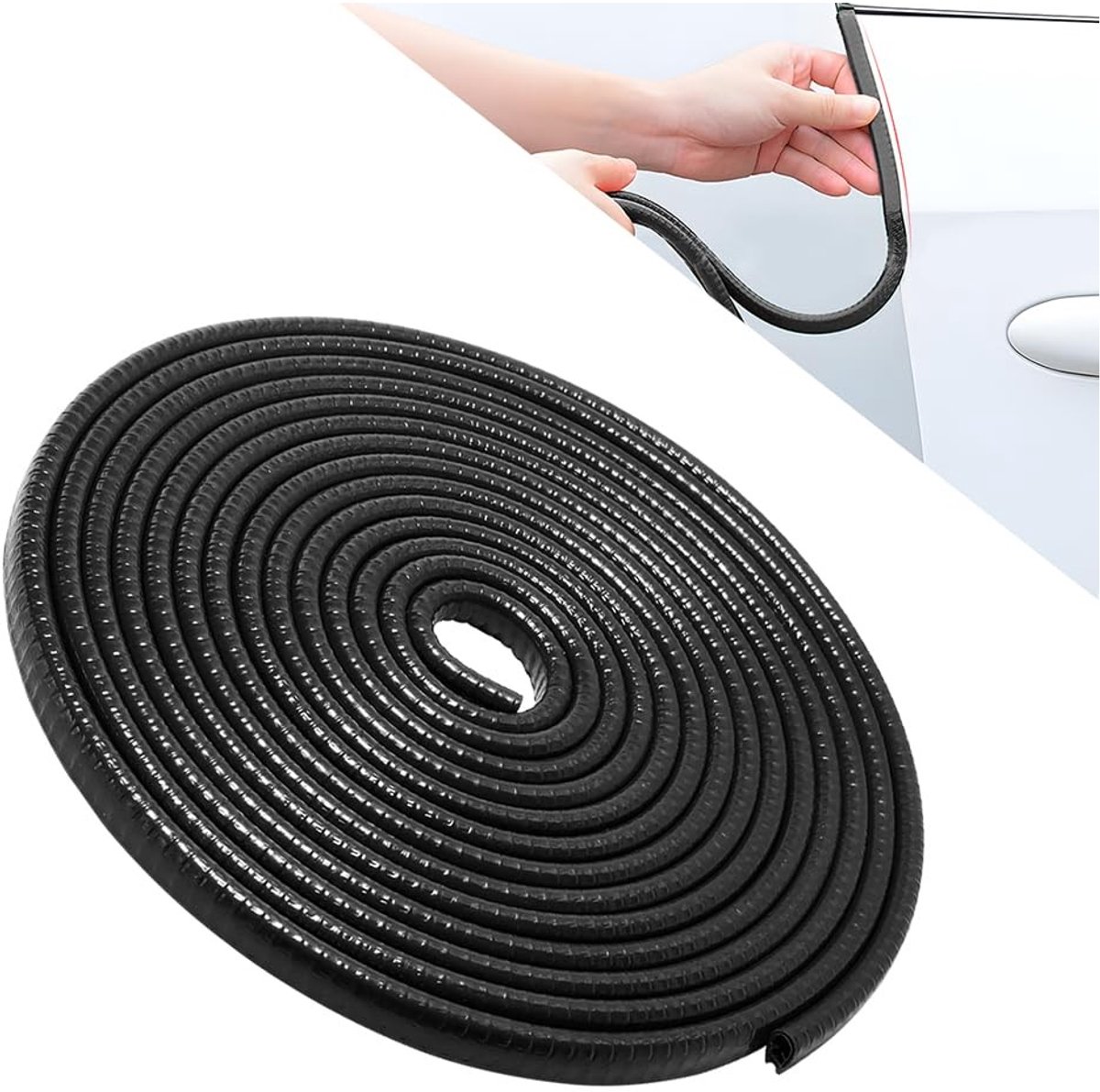 Dailygoods - Dailygoody - Deurrandbescherming - Rubber autodeurafdichting - 10 meter - U-vorm - Randbescherming voor auto - Geschikt voor de meeste auto's - Zwart