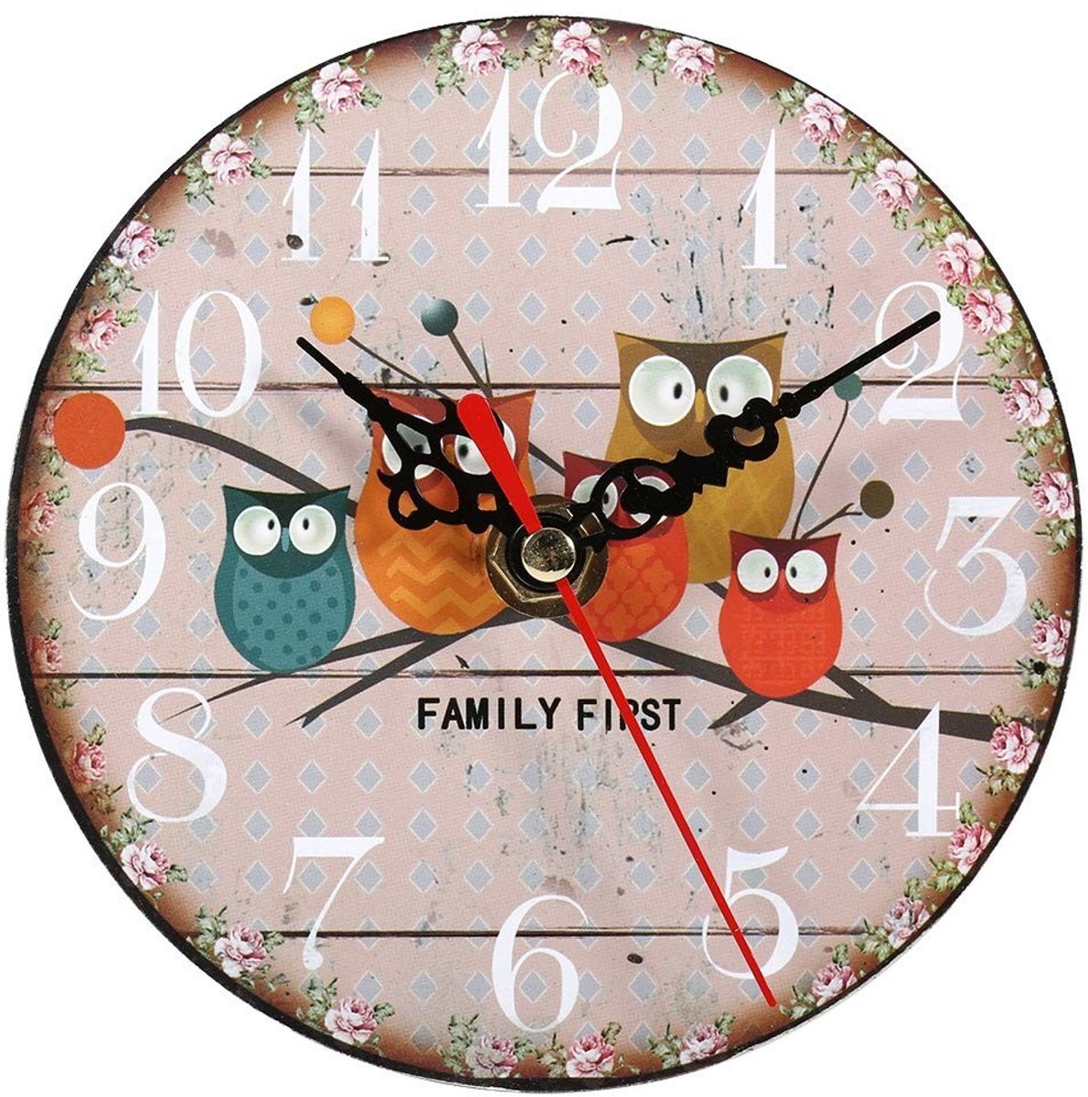 Dailygoods - Creatieve Antieke Houten Wandklok met Uil Patroon