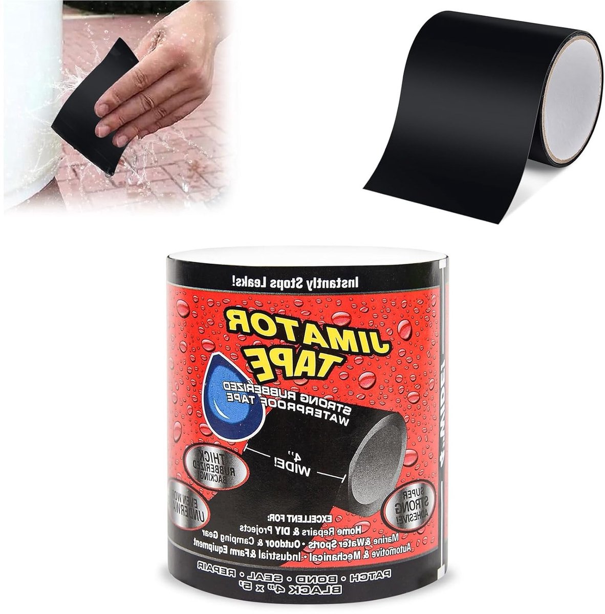 Waterdichte Zwarte Siliconen Reparatietape, Flexibele Tape met Sterke Hechting voor Directe Lekstop en Herstel van Gebroken Seals