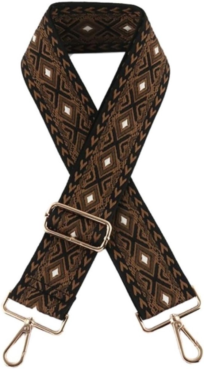 Verstelbare schouderband voor tassen, universele tasriem, breed 5 cm, vervangbare schouderriem, verstelbare lengte 75-135 cm, tasaccessoires met gouden gesp en comfortabele draagervaring