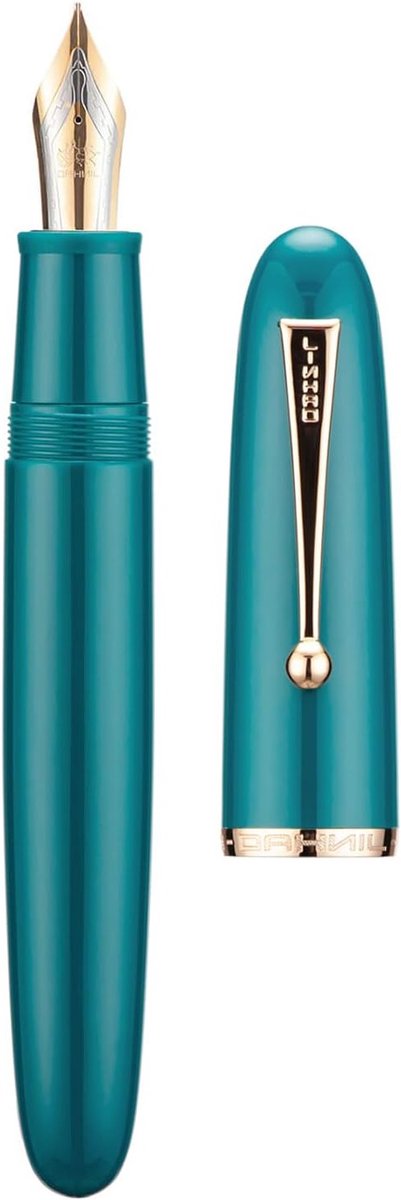 Elegante vulpen met medium nib, melkblauw acryl en gouden clip - Perfect voor dagelijks schrijven en notities maken
