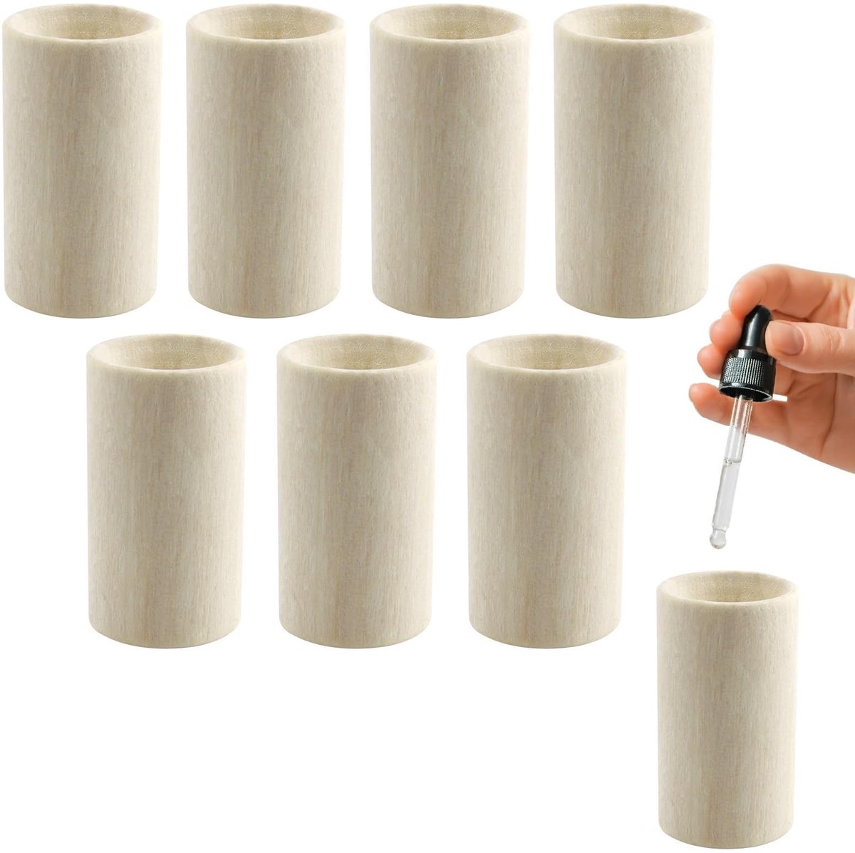 Dailygoods - Dailygoody - Set van 8 houten diffusers - Aromadiffusers voor etherische oliën - Compact formaat - Geuroliediffusers voor slaapkamer en kantoor -