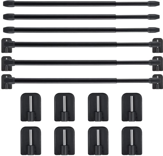 Foto: Dailygoods dailygoody uittrekbare gordijnroede verstelbare gordijnstang eenvoudig te gebruiken zwart kunststof gordijnroede ideaal voor deuren en raa