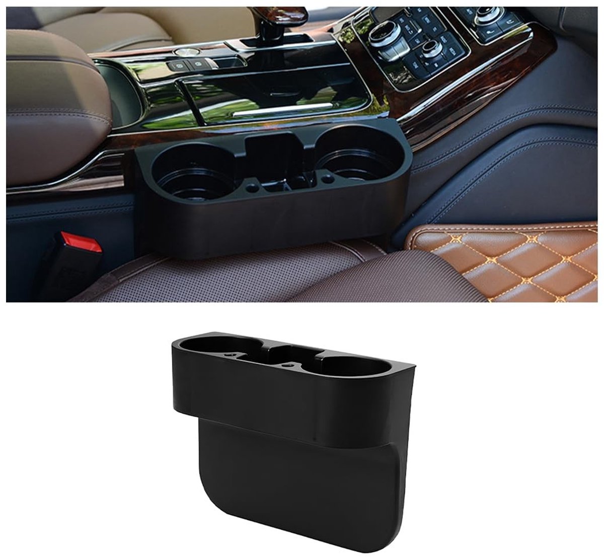 Dailygoods - Dailygoody - Lederen bekerhouder - Universele opbergdoos - Ruimtebesparend - Zwart - Afneembaar en wasbaar - Ideaal voor auto - 1 stuk