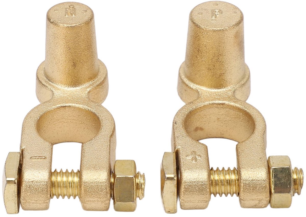 Dailygoods - Dailygoody - Messing Batterij Terminal - Auto Batterij Klemmen - Hoogwaardige Verbinding - Universeel - Positieve Negatieve Terminal - Geschikt v