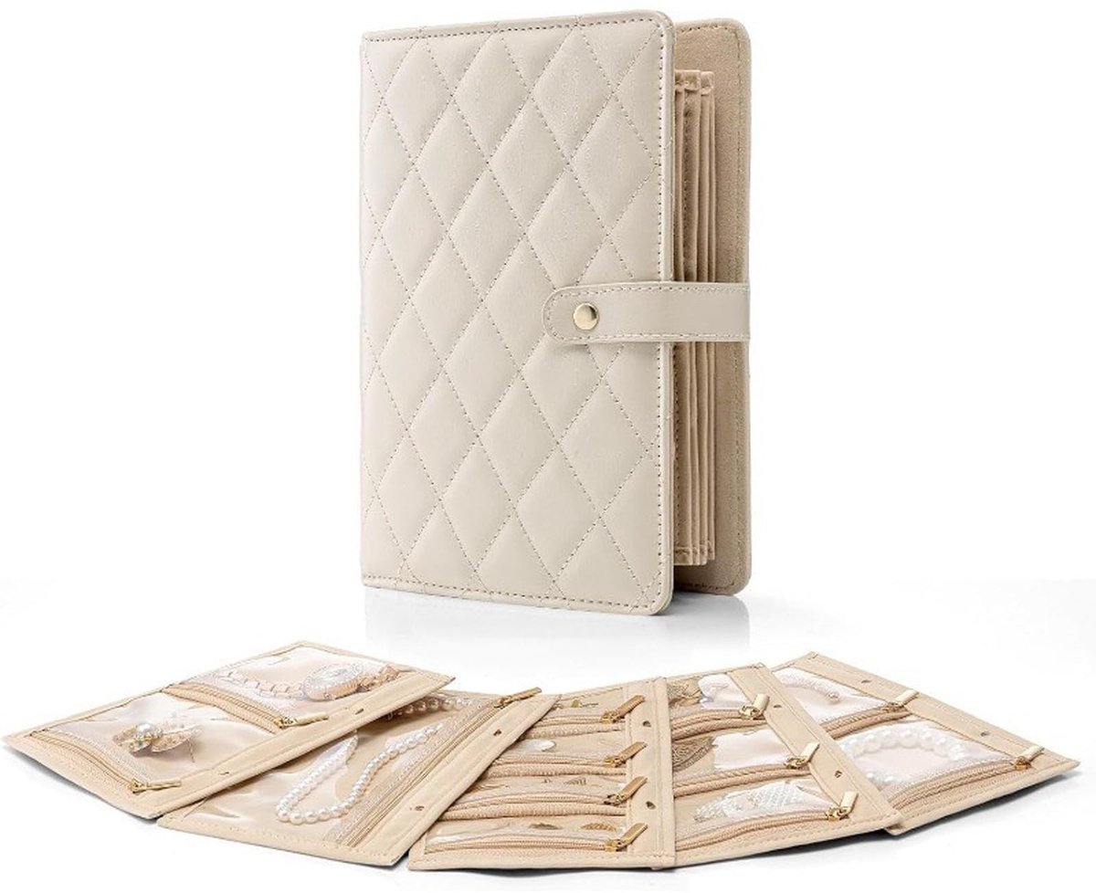 Dailygoods - Cosensi - Dailygoody - Reistassen - Travel Jewellery Box - Beige - Sieraden Organizer - Perfect voor Vrouwen - Reis Sieraden Box