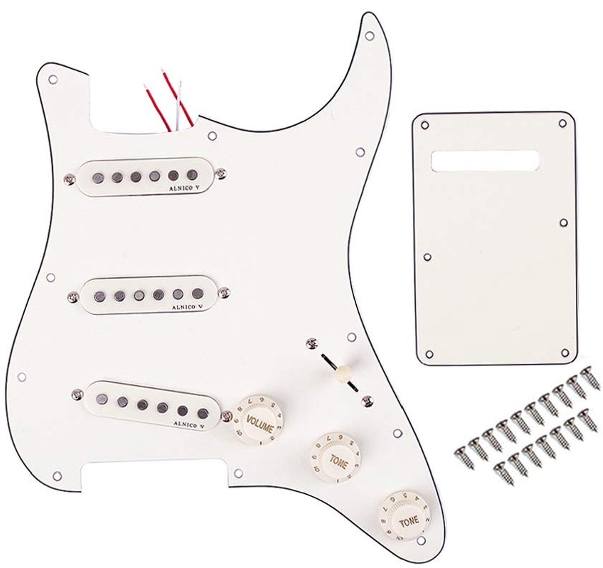 Dailygoods - Dailygoody - Gitaar Pickups - Voorgemonteerde Pickguard - 3-laags wit - Scratch Plate Set - Perfect voor Stratocaster - Inclusief schroeven