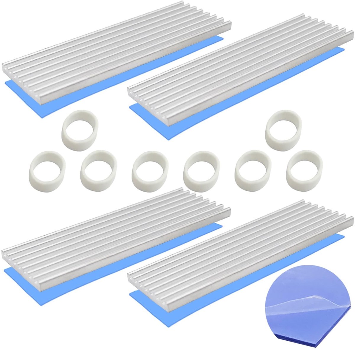 Dailygoods - Dailygoody - M.2 koellichaam - Aluminium koeler - 4 stuks - Zilver - Siliconen warmtegeleidingspad - Voor M.2 2280 SSD - 70 x 22 x 3 mm