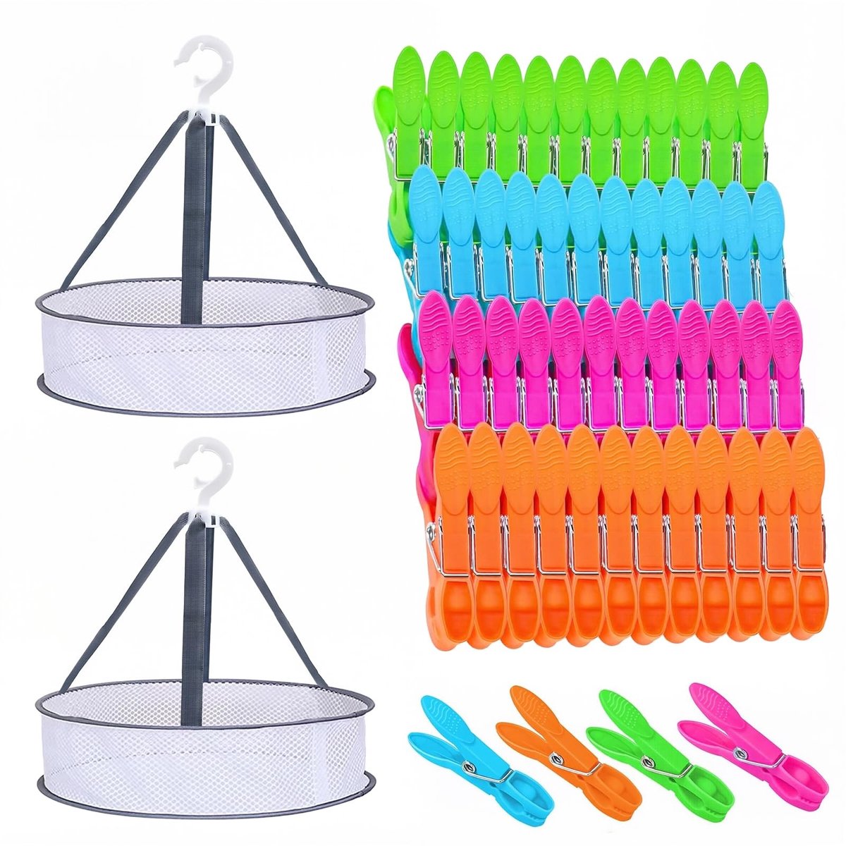Dailygoods - Dailygoody - Wasknijpers - 60 Stuks Wasknijpers met Mand - Kleurrijk en Duurzaam - Geschikt voor Kleding en Sokken - Ideaal voor Binnen en Buiten