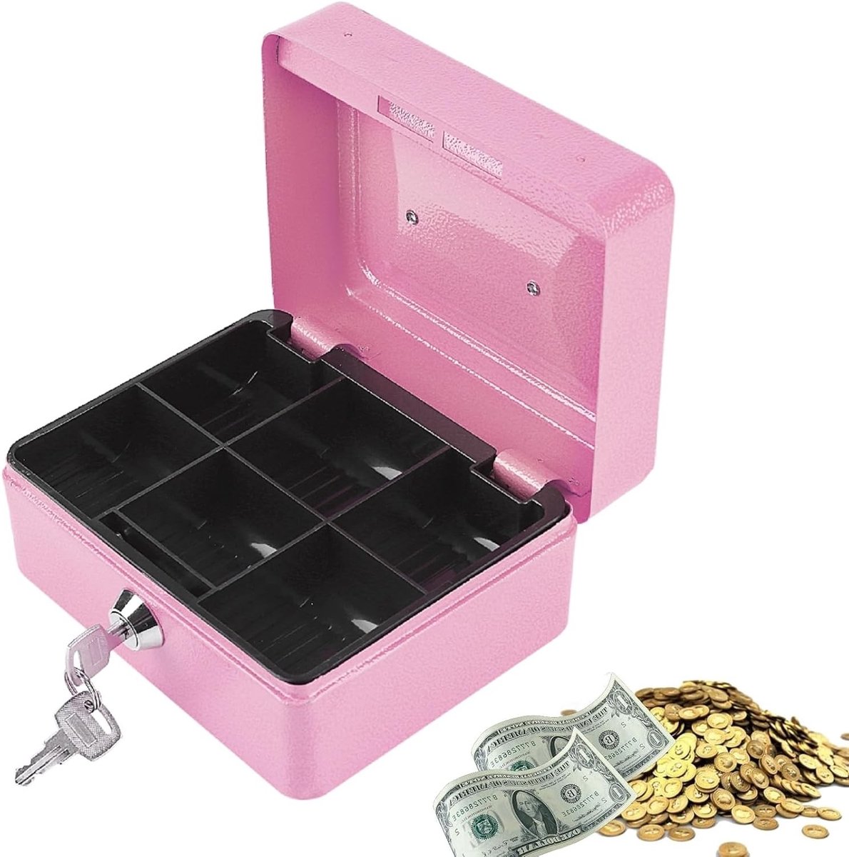 Mini Portable Stalen Kluis voor Geld en Munten - Veiligheidsbox voor Thuisgebruik (Roze)