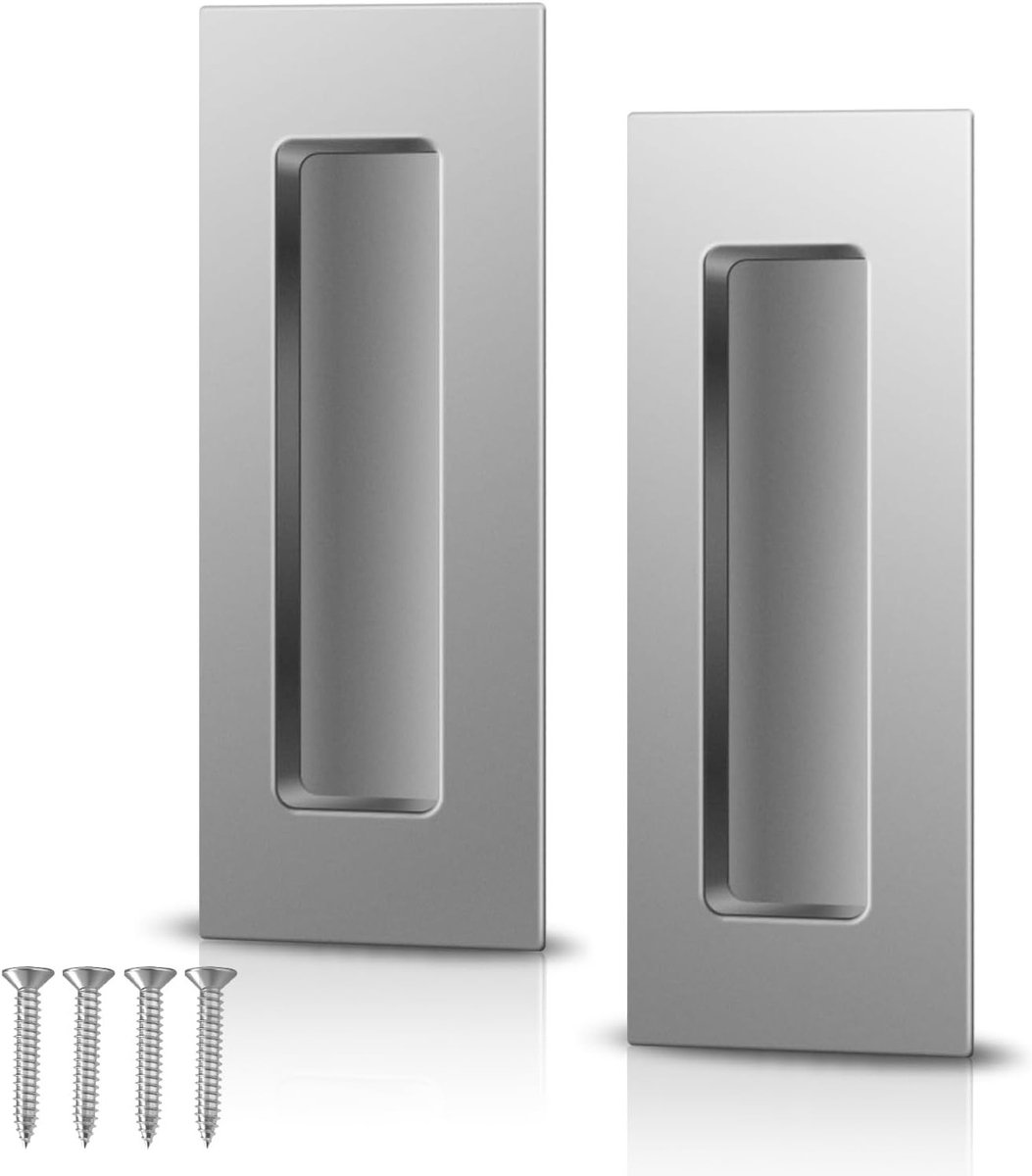 Set van 2 Ingebouwde Deurhandgrepen van RVS, 150mm, Geschikt voor Pocketdeuren, Kastdeuren en Schuifdeuren, Zilver, Verpakking van 2