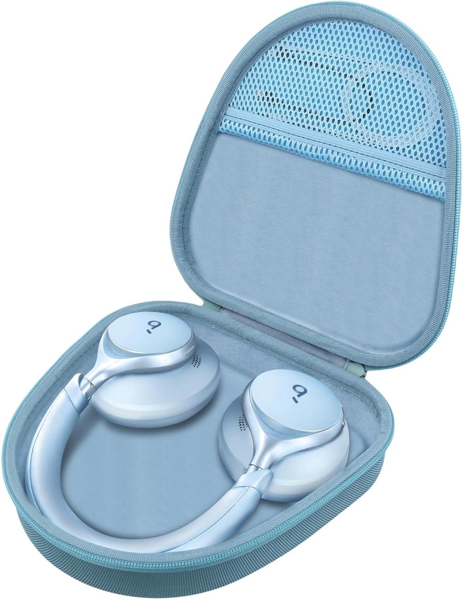 Harde Beschermcase voor Noise Cancelling Hoofdtelefoon - Ruimte voor Soundcore Space One Pro, Blauw, Inclusief Opbergtas