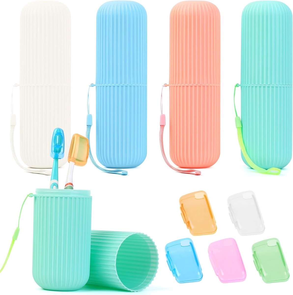 Reis Etui voor Tandenborstels, Inclusief Tandenborstelhouders en Beschermcovers, Ideaal voor Vakanties, Kamperen en Zakenreizen met 5 Tandenborstelcovers