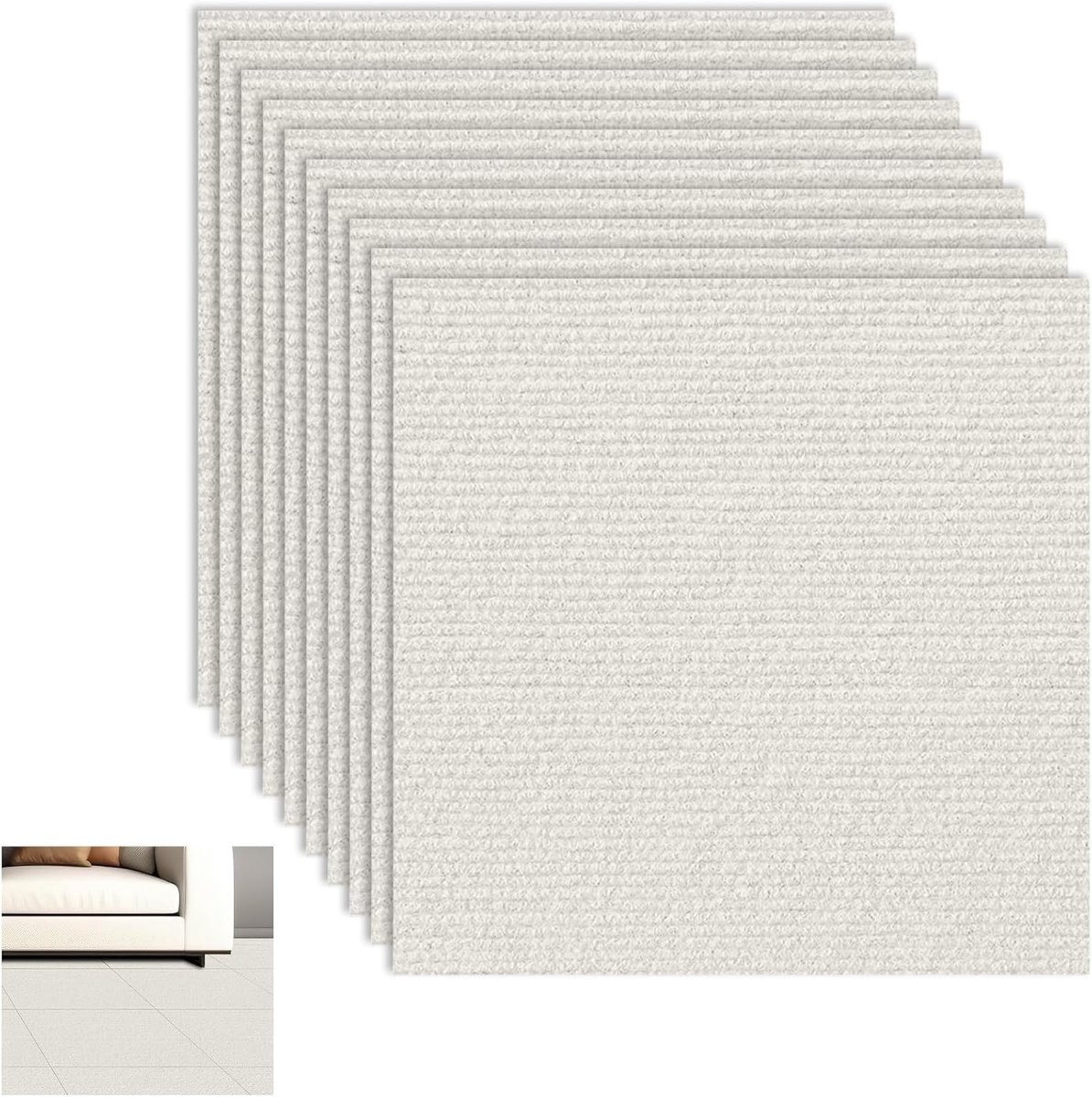 Zelfklevende Tapijttegels, Set van 10, 40 x 40 cm, Ideaal voor Kantoor, Hotel en Thuis, Beige, Vloerbedekking, Duurzaam en Gemakkelijk te Installeren