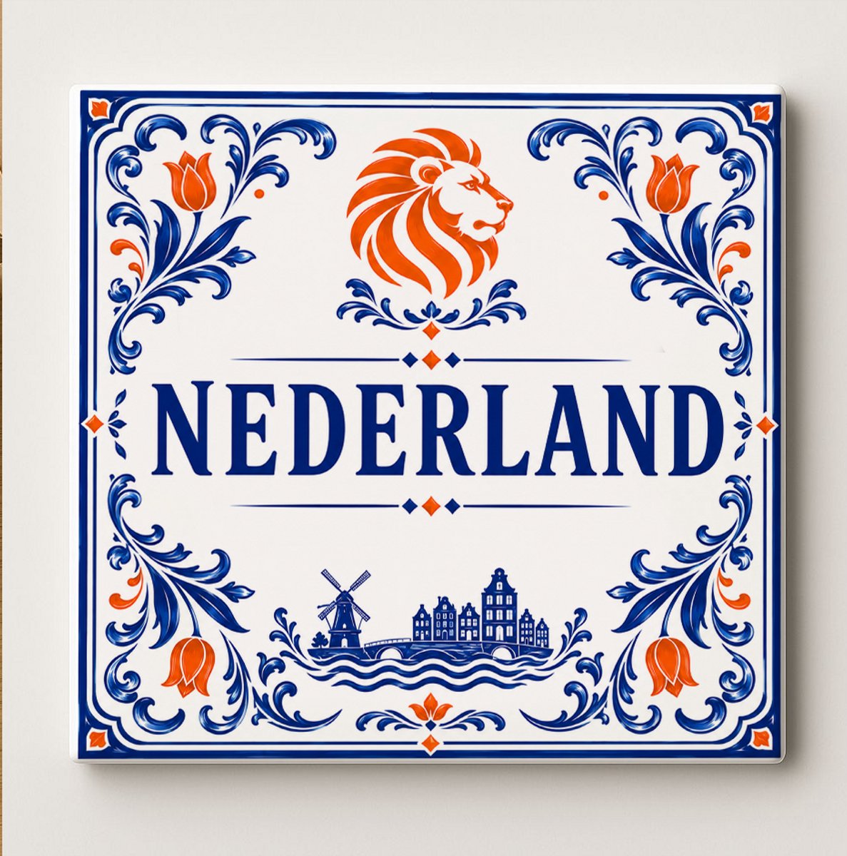 Nederland Decoratieve Keramische Tegel – Nederland Leeuw Wandtegel – Oranje Blauw Nederlan