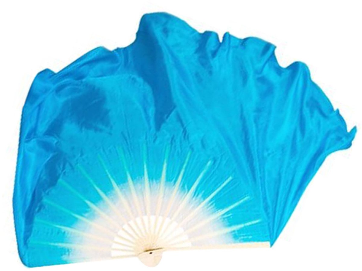 Dailygoods - Dailygoody - Buikdanswaaier - Handgemaakt - Wit en Blauw - Danswaaiers van Zijde - Perfect voor dansers - Licht en soepel