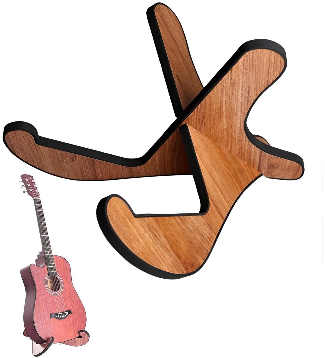Dailygoody - Gitaarstandaard - Houten gitaarhouder - Draagbare opvouwbare X-vormige standaard - Bruin - Antislip gitaarstandaard - Universeel geschikt..