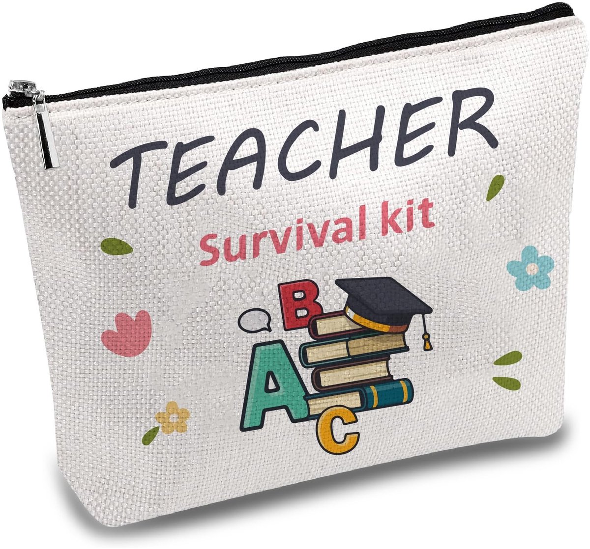 Dailygoody - Leraar etui - Multifunctionele make-up tas - Draagbare toilettas - Canvas pennenetui - Perfect afstuderen cadeau - 25,5 x 18 x 18 cm