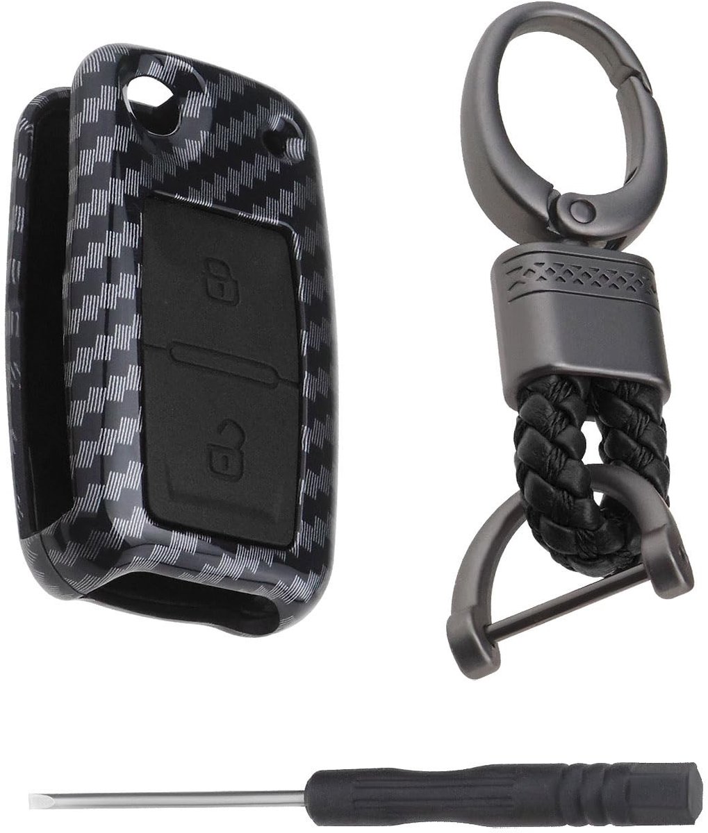 Dailygoody - Autosleutelhoes - Slimme Sleutelhanger - Zwart - Hoogwaardige Bescherming - Compatibel met VW Golf 4 5 6 - Duurzaam en Stijlvol
