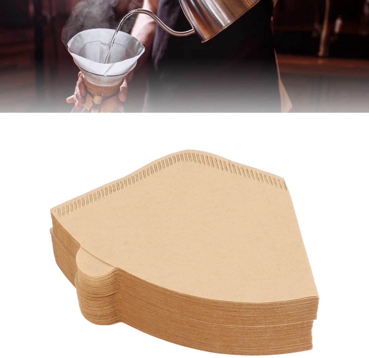 Dailygoody - Koffiefilters - Wegwerpkoffiefilters - V-vormig ontwerp - 1 tot 2 kopjes - Koffiepapierfilters - Perfect voor thuisgebruik - 100 stuks