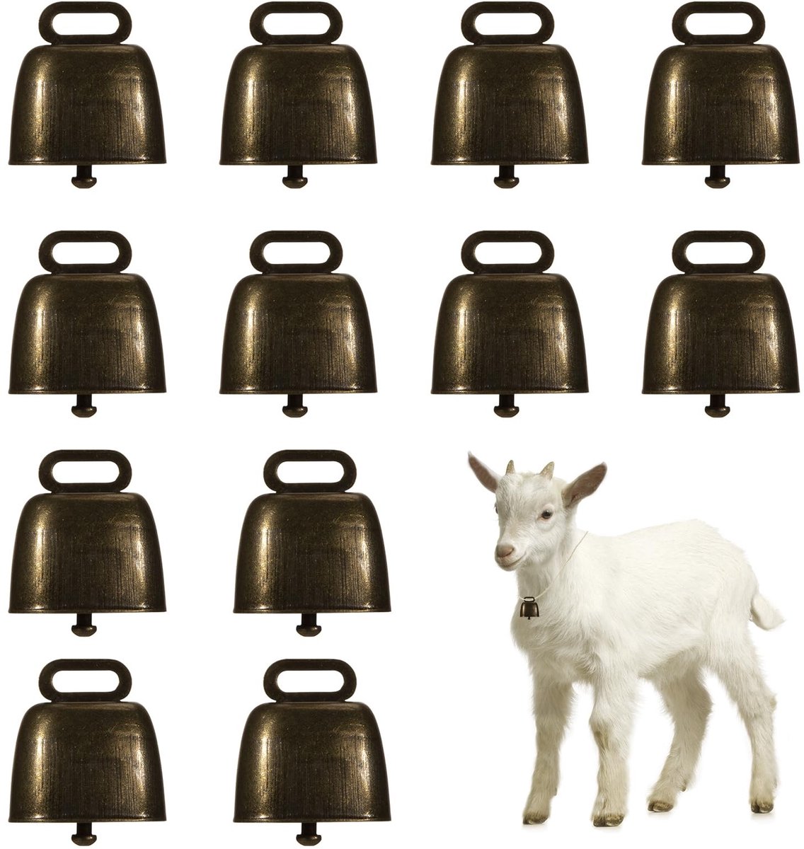 Dailygoody - Mini-koeienbel - Dierenbelletjes - Vintage ijzeren bel - Metalen bel voor huisdieren - Ideaal voor boerderijgebruik - Geschikt voor