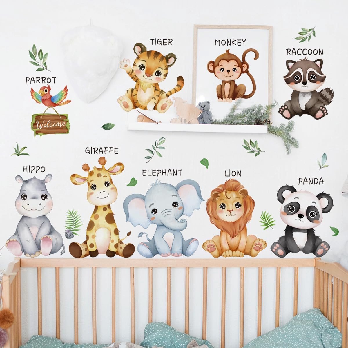 Dailygoody - Dieren Wandstickers - Muurdecoratie - Vinyl - Kinderen - Cartoon Dieren - Geschikt voor Kinderkamers - 120 x 130 cm