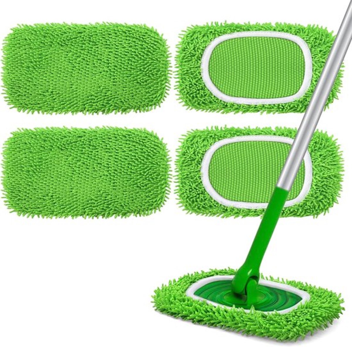Herbruikbare Microfiber Dweilpads - 4 Pack Duurzame en Wasbare Vloerreiniging